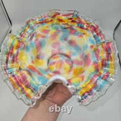 Antique Victorian Ruffled Art Glass Brides Basket Bowl