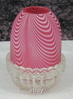 Antique Victorian S. Clarke Cranberry Nailsea Satin Art Glass Fairy Lamp