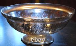 Antique Victorian SILVERED MERCURY GLASS BOWL Pedestal Base HAND BLOWN 9.25