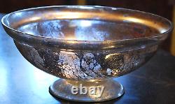 Antique Victorian SILVERED MERCURY GLASS BOWL Pedestal Base HAND BLOWN 9.25