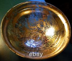 Antique Victorian SILVERED MERCURY GLASS BOWL Pedestal Base HAND BLOWN 9.25