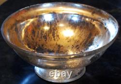 Antique Victorian SILVERED MERCURY GLASS BOWL Pedestal Base HAND BLOWN 9.25