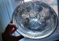 Antique Victorian SILVERED MERCURY GLASS BOWL Pedestal Base HAND BLOWN 9.25