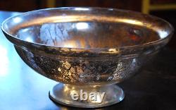 Antique Victorian SILVERED MERCURY GLASS BOWL Pedestal Base HAND BLOWN 9.25