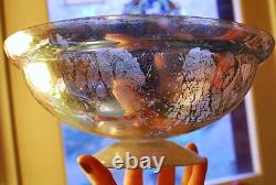 Antique Victorian SILVERED MERCURY GLASS BOWL Pedestal Base HAND BLOWN 9.25