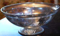 Antique Victorian SILVERED MERCURY GLASS BOWL Pedestal Base HAND BLOWN 9.25