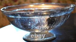 Antique Victorian SILVERED MERCURY GLASS BOWL Pedestal Base HAND BLOWN 9.25