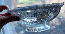 Antique Victorian SILVERED MERCURY GLASS BOWL Pedestal Base HAND BLOWN 9.25