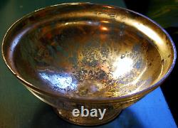 Antique Victorian SILVERED MERCURY GLASS BOWL Pedestal Base HAND BLOWN 9.25