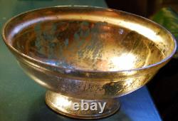 Antique Victorian SILVERED MERCURY GLASS BOWL Pedestal Base HAND BLOWN 9.25