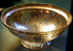 Antique Victorian SILVERED MERCURY GLASS BOWL Pedestal Base HAND BLOWN 9.25