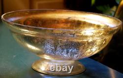 Antique Victorian SILVERED MERCURY GLASS BOWL Pedestal Base HAND BLOWN 9.25