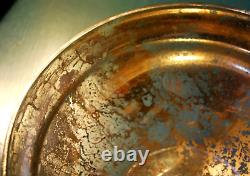 Antique Victorian SILVERED MERCURY GLASS BOWL Pedestal Base HAND BLOWN 9.25