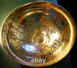 Antique Victorian SILVERED MERCURY GLASS BOWL Pedestal Base HAND BLOWN 9.25