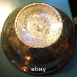 Antique Victorian SILVERED MERCURY GLASS BOWL Pedestal Base HAND BLOWN 9.25