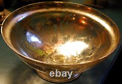 Antique Victorian SILVERED MERCURY GLASS BOWL Pedestal Base HAND BLOWN 9.25