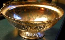 Antique Victorian SILVERED MERCURY GLASS BOWL Pedestal Base HAND BLOWN 9.25