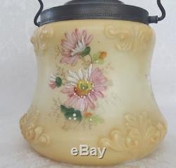 Antique Victorian Satin Finish Art Glass Biscuit Jar by Mt. Washington Rochester