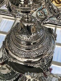 Antique Victorian Silver Plate Epergne Centerpiece with Cut Glass Center Bowl