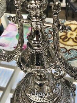 Antique Victorian Silver Plate Epergne Centerpiece with Cut Glass Center Bowl