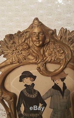 Antique Victorian Style Art Nouveau Beveled Glass Picture Frame