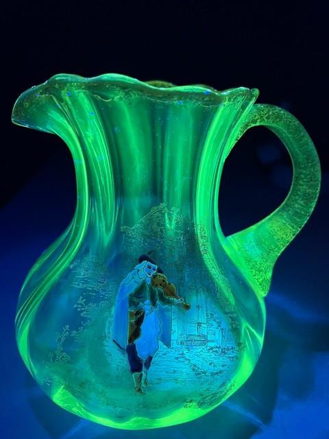 Antique Victorian Theodore Rossler Moser Style Art Glass Water Pitcher