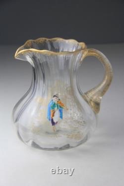 Antique Victorian Theodore Rossler Moser Style Art Glass Water Pitcher Antique Victorian Theodore Rossler Moser Style Art Glass Water Pitcher