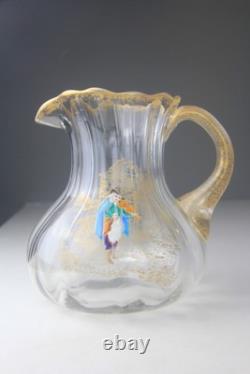 Antique Victorian Theodore Rossler Moser Style Art Glass Water Pitcher Antique Victorian Theodore Rossler Moser Style Art Glass Water Pitcher