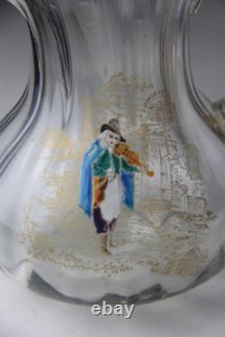 Antique Victorian Theodore Rossler Moser Style Art Glass Water Pitcher Antique Victorian Theodore Rossler Moser Style Art Glass Water Pitcher