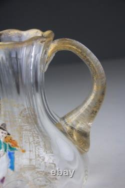 Antique Victorian Theodore Rossler Moser Style Art Glass Water Pitcher Antique Victorian Theodore Rossler Moser Style Art Glass Water Pitcher