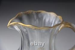 Antique Victorian Theodore Rossler Moser Style Art Glass Water Pitcher Antique Victorian Theodore Rossler Moser Style Art Glass Water Pitcher
