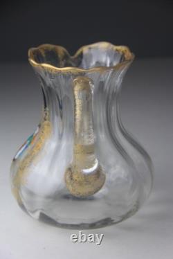 Antique Victorian Theodore Rossler Moser Style Art Glass Water Pitcher Antique Victorian Theodore Rossler Moser Style Art Glass Water Pitcher