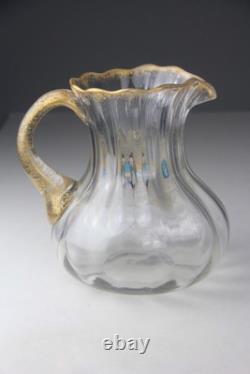 Antique Victorian Theodore Rossler Moser Style Art Glass Water Pitcher Antique Victorian Theodore Rossler Moser Style Art Glass Water Pitcher