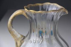 Antique Victorian Theodore Rossler Moser Style Art Glass Water Pitcher Antique Victorian Theodore Rossler Moser Style Art Glass Water Pitcher