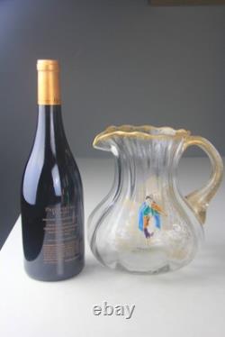 Antique Victorian Theodore Rossler Moser Style Art Glass Water Pitcher Antique Victorian Theodore Rossler Moser Style Art Glass Water Pitcher