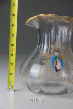 Antique Victorian Theodore Rossler Moser Style Art Glass Water Pitcher Antique Victorian Theodore Rossler Moser Style Art Glass Water Pitcher