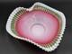 Antique Victorian Vaseline Opalescent Art Glass Brides Heart Crimped Bowl Basket
