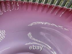 Antique Victorian Vaseline Opalescent Art Glass Brides Heart Crimped Bowl Basket Antique Victorian Vaseline Opalescent Art Glass Brides Heart Crimped Bowl Basket