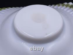 Antique Victorian Vaseline Opalescent Art Glass Brides Heart Crimped Bowl Basket Antique Victorian Vaseline Opalescent Art Glass Brides Heart Crimped Bowl Basket