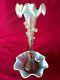 Antique Victorian Vaseline Opalescent Art Glass Epergne Trumpet Vase 12