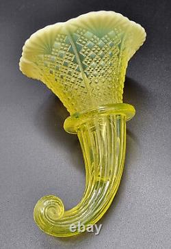 Antique Victorian Vaseline/opaline Glass Epergne Flute/bud Vase England/c 1880s