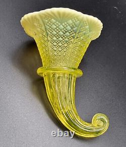 Antique Victorian Vaseline/opaline Glass Epergne Flute/bud Vase England/c 1880s