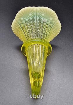 Antique Victorian Vaseline/opaline Glass Epergne Flute/bud Vase England/c 1880s