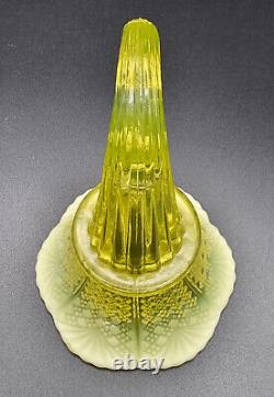 Antique Victorian Vaseline/opaline Glass Epergne Flute/bud Vase England/c 1880s