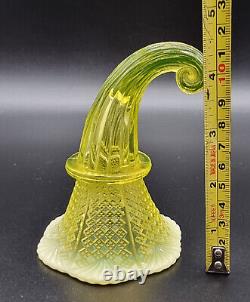 Antique Victorian Vaseline/opaline Glass Epergne Flute/bud Vase England/c 1880s