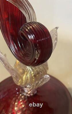 Antique Victorian Venetian Figural Art Glass 11.5 Vase with Swan