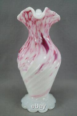 Antique Victorian White & Pink Cranberry Spatter Splatter Art Glass Ewer Pitche