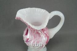 Antique Victorian White & Pink Cranberry Spatter Splatter Art Glass Ewer Pitche