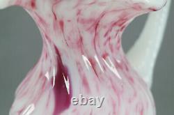 Antique Victorian White & Pink Cranberry Spatter Splatter Art Glass Ewer Pitche