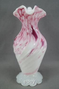Antique Victorian White & Pink Cranberry Spatter Splatter Art Glass Ewer Pitcher